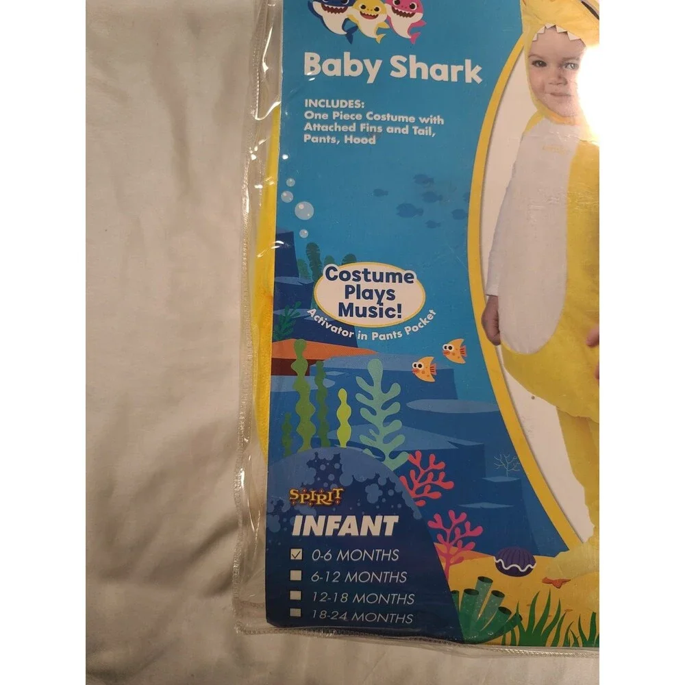 Pinkfong Baby Shark Yellow Costume Infant 0-6 Months with Sound